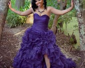 Purple Wedding Dress with Sexy Slit Sweetheart Neckline