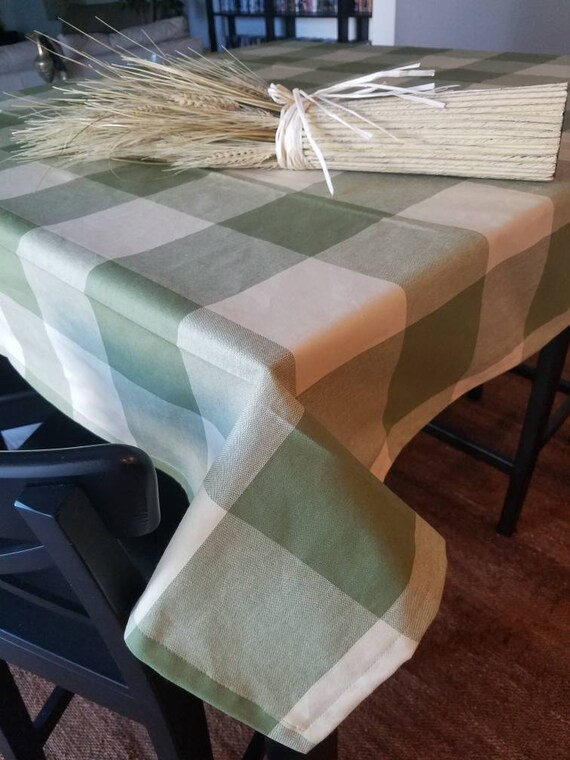 Buffalo Check Green Checks Tablecloth Country Cottage
