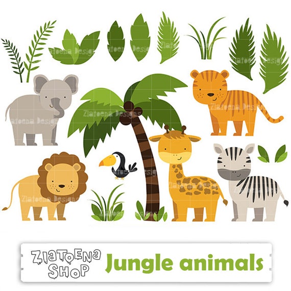 Jungle Animals Digital Clipart Safari Animals Clip art Zoo