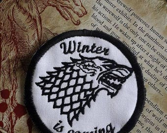 Game of Thrones, 'Winter is coming', House Stark, Direwolf, round patch patches UK