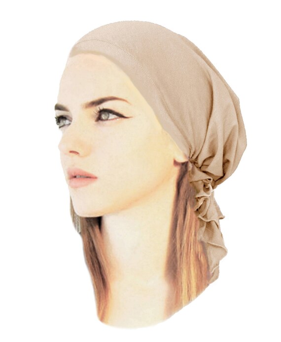 Light Beige Cream Headcover Head Scarf Tichel Hair Snood Chemo