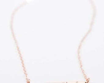 Personalized Bar Necklace • Custom Yellow Rose Gold Sterling Silver • Hand Stamped Engraved Monogram Jewelry • Gift for Her Birthday