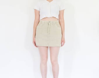 90s Ecru Corduroy Mini Skirt