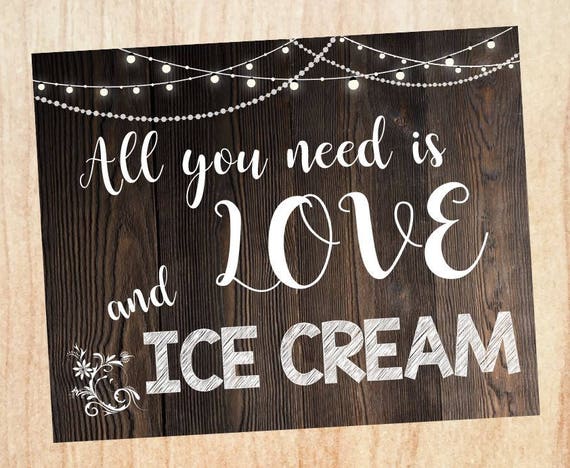 Ice Cream Bar sign. PRINTABLE rustic wedding digital instant
