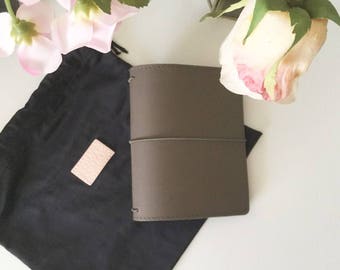 Mocha Leather Traveler's Notebook Cover NAYAdori /Midori style notebook cover/ Leather Journal / Fauxdori- Wide Fit