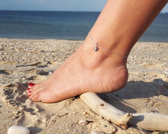 Sterling Silver Turtle Anklet, Sterling Silver Anklet