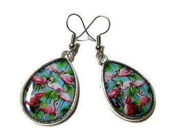 TEARDROP EARRINGS - Pink Flamingo Earrings - Flamingo Earrings - Pink Flamingos - Cute Earrings - Exotic - Kawaii Earrings - Pink Earrings