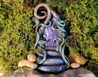 Miniature Fairy Door With Stairs - Purple Fairy Door - Intricately Detailed Fairy Door - Fairy Garden Door - Fairy Garden Gifts -