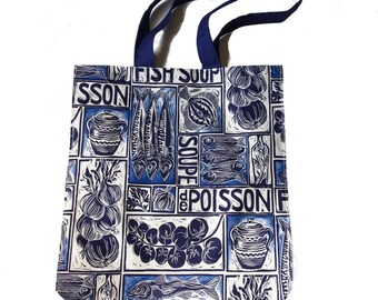 Art Tote bag - dad gift ideas - best grandpa gift - fishing gift - food artwork - kitchen artwork idea - teacher tote bag - linocut print