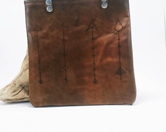 Leather handbag shoulder bag festival bag Arrow bag side bag small Tote bag Cowhide Unique Arrow design