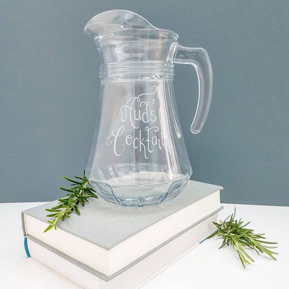Personalised Glass Jug customised hand engraved with your