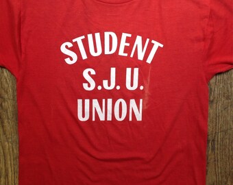 Vintage 1980s 80s red student union t shirt tshirt 50/50 Anne 38" chest