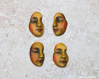 Face Cabochon Handmade Polymer Clay Goddes Lady Face Cab Bead Embroidery