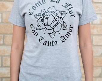 Como La Flor -Selena Quintanilla - Heather Grey Ladies Shirt