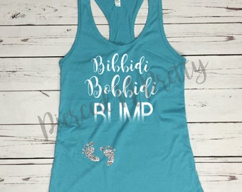 Disney Maternity Shirt Tank - BIBBIDI BOBBIDI BUMP Racerback. Pregnancy. Expecting. Baby Shower. Cinderella. Pregnant Announcement. Bump