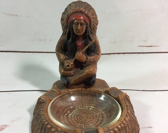 Vintage Native American Indian Chief Ashtray