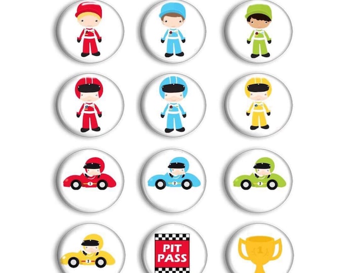 Race Car Magnet Sets - Boy's Birthday Party - Party Favors - Pretend Play - Preschool Learning - Fridge Magnets - Tic tac toe game