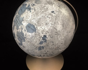 Vintage Moon Globe 1963 Replogle Lunar Landing Areas American and Soviet NASA Space Travel Memorabilia