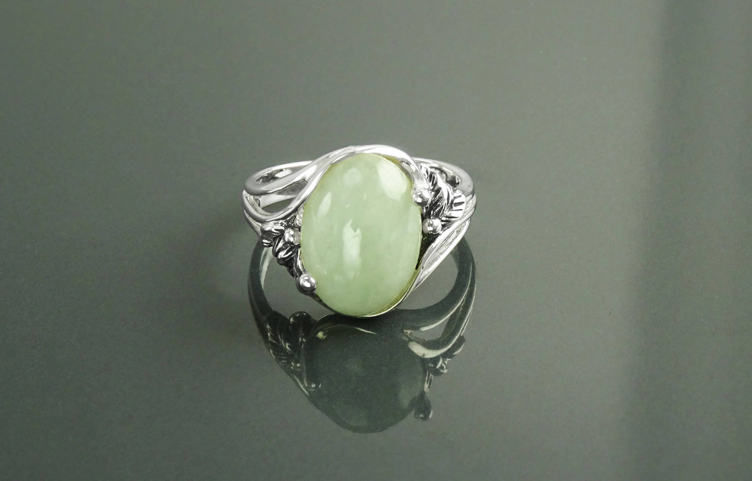 Genuine JADE Ring Sterling Silver Original Intricate