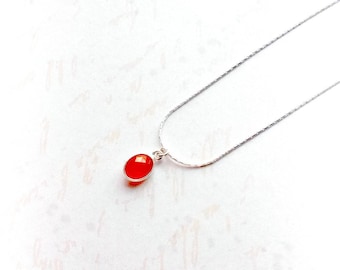 Sterling Silver Carnelian Necklace Gemstone Pendant Gifts for Her