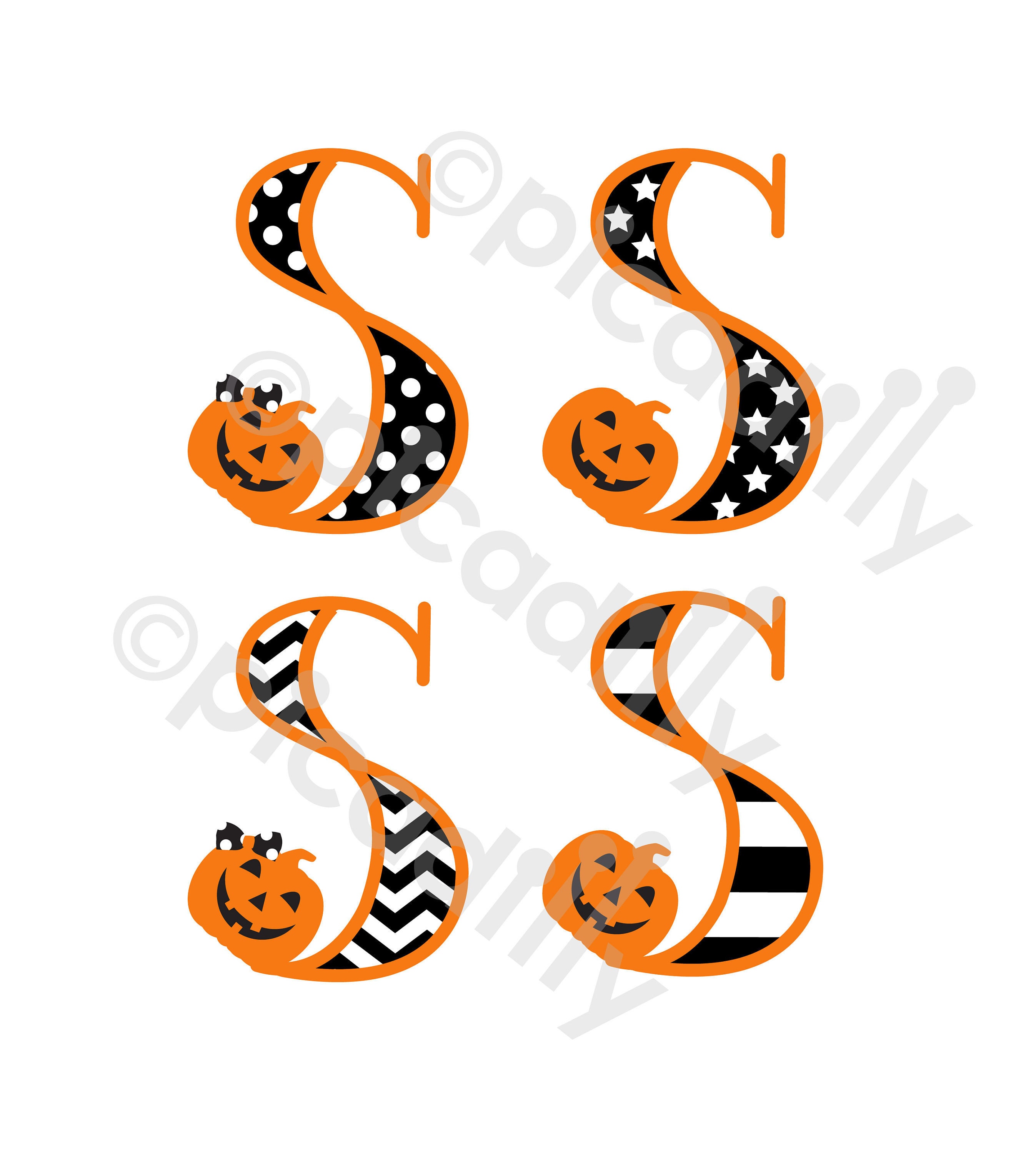 Halloween Monogram SVG PNG Pumpkin Monogram Svg Cut File