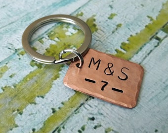 7 Year Anniversary Gift for Him | 7th Wedding Anniversary Gift for Husband Personalized Anniversary Keychain | Seventh Anniversary Gift wife