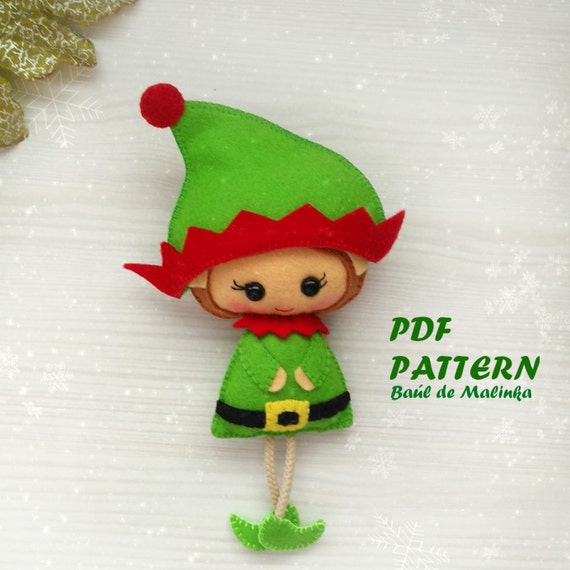 Christmas ornament pattern Felt elf doll Christmas PDF Pattern