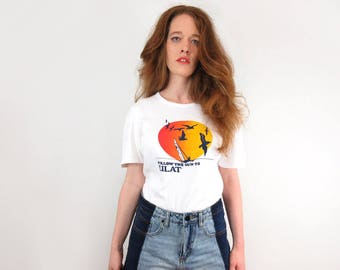 80s Retro Shirt Vintage Graphic Tee Mod T Shirt Soft White Sunrise Sun Beach Surfer Athletic Groovy Ringer Souvenir Unisex Isreal Eilat