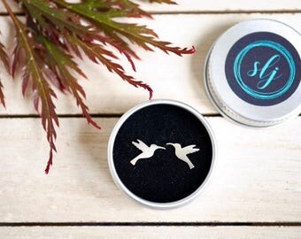 Sterling Silver Hummingbird Stud Earrings