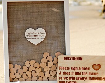 Wedding guest Book alternative Wedding guestbook Guest book hearts Rustic Wedding guest book Drop box Guest Book Burlap wedding guest book