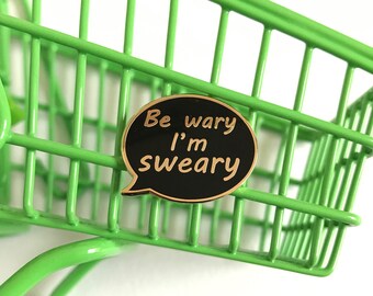 Be wary black enamel lapel pin, hard enamel pin, enamel pin set, sweary enamel pin, pin game, enamel lapel pin, enamel badge,
