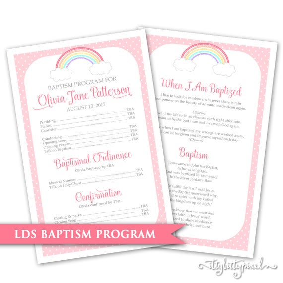 Baptism Program LDS Double Sided Printable Digital Handout