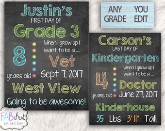 Editable Back to School Chalkboard, Reusable First Day of School Signs, Last Day of School Sign, Printable, School Photos, photo prop, DIY