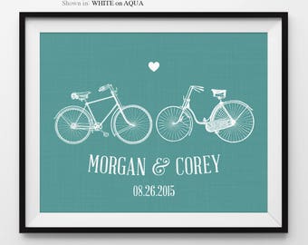 1 Year Anniversary Gift Couple Bicycle Print Anniversary Sign Engagement Gift Bicycle Print Couple Engagement Gift For Wife Bicycle Decor