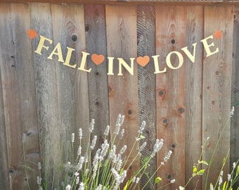 Fall in love banner,Falling in in love banner,Autumn wedding banner, Fall bridal shower decor, Falling in love sign, Fall in love garland