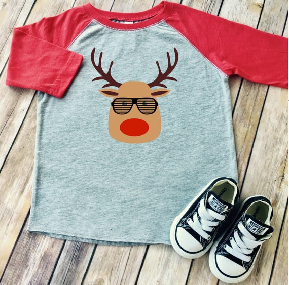 Toddler boys Christmas shirt Hipster Reindeer Christmas