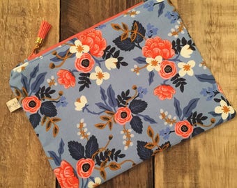 Rifle Paper Co Fabric Makeup Bag | Rifle Paper Company Zippered Pouch | Floral Clutch | Cosmetic Bag | Travel Case | Pretty things