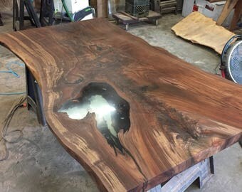 Oregon Black Walnut Slab Table Top with live edge.