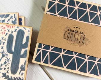 Cactus Decor, Cactus Gift, Cactus Coasters, Cactus, Cacti, Cacti Decor, Cacti Gift, Cacti Coasters, Blue Cactus, Blue Cacti, Coaster Set