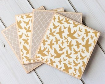 Gold Coasters, Wooden Coasters, Herringbone Decor, Gold Herringbone, Wood Coaster Set, Gold Wood Coaster, Abstract Coaster, Decorative Decor