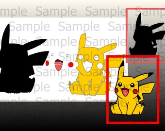 Pikachu and pieces are transparent PNG and SVG, Cuting Files For Cricut Design Space Silhouette Studio. Print, Iron on,Vinyl Decal