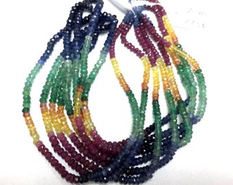 Natural Multi Sapphire Faceted Roundel for Good Price Nacklace 4 mm 16"inch