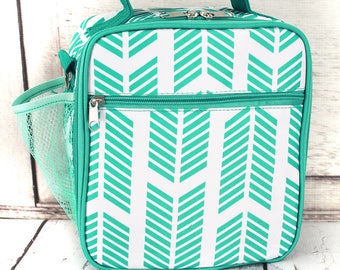 Turquoise Chevron Arrow Insulated Lunch Bag