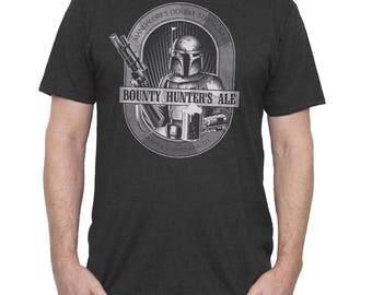 Star Wars Shirt- Mens Boba Fett T-shirt - Boba Fett Bounty Hunters Ale Hand Screen Printed on a Mens T-shirt