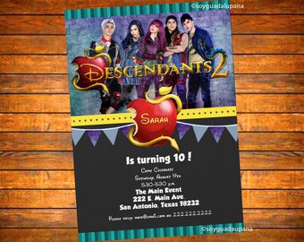 Descendants Personalized Invitation - Digital Download or Printed With Envelopes