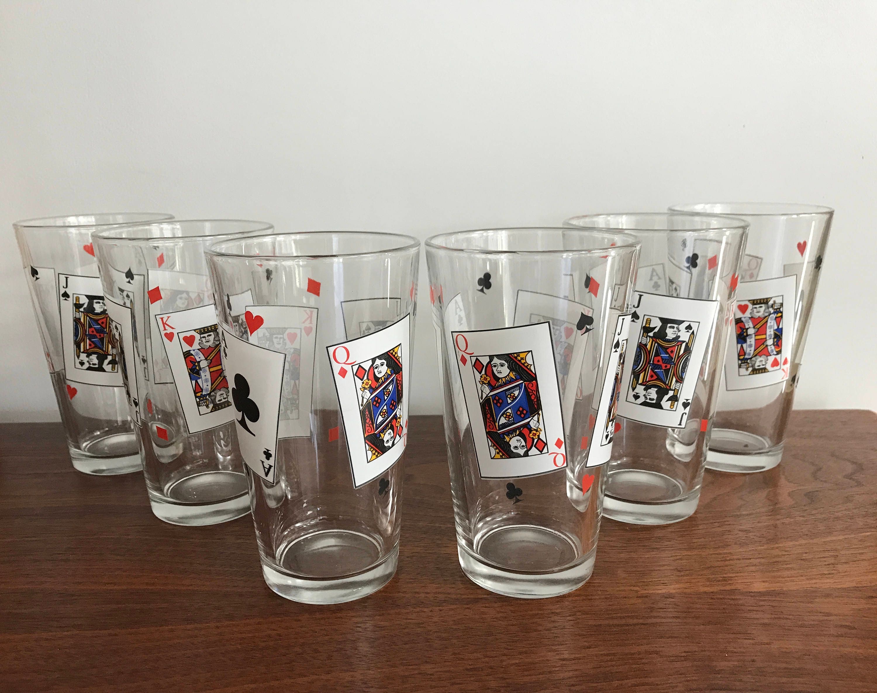 Playing Cards Cocktail Glasses Set of 6