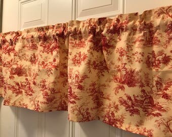 Waverly Rustic toile country tan and burgandy Curtain Valance