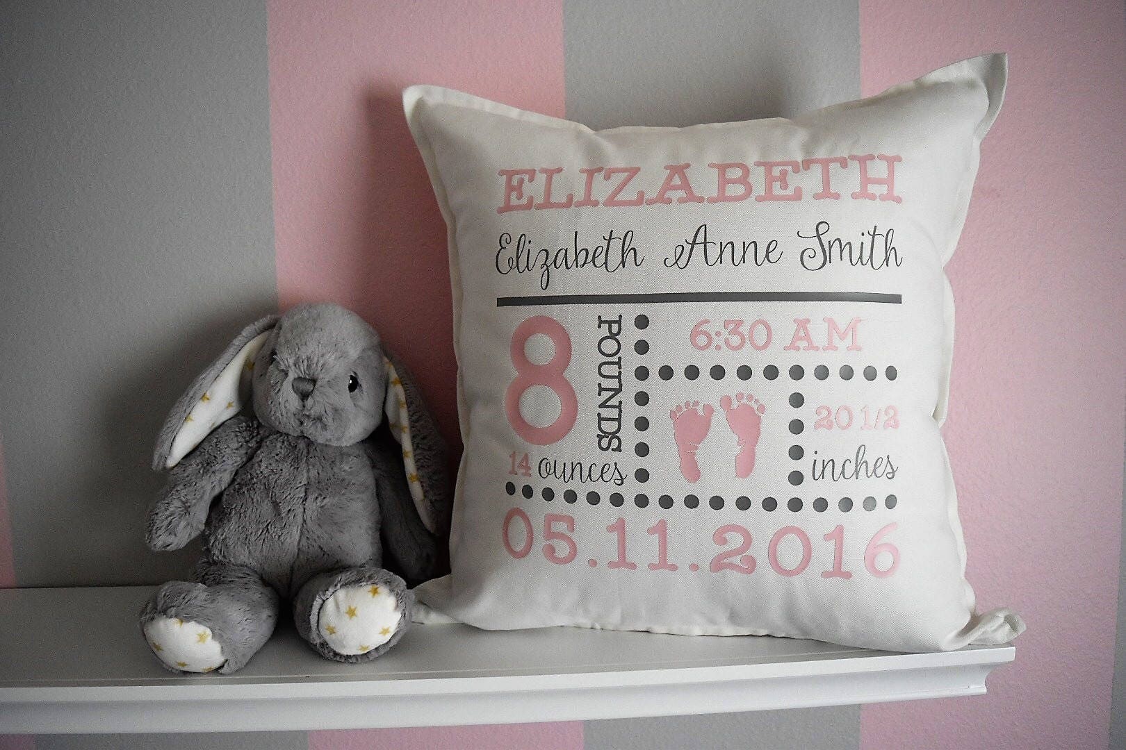 Birth Announcement Pillow Personalized Baby Gifts Nursery