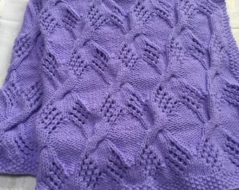 Crochet Baby Afghan in Lavender Purple Grey White Baby