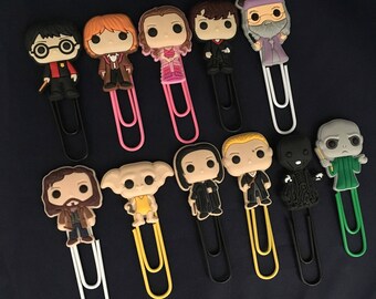 Harry Potter Inspired Cartoon Bobblehead Style Paperclip Bookmark Hermoine Dumbledore Snape Draco Voldemort